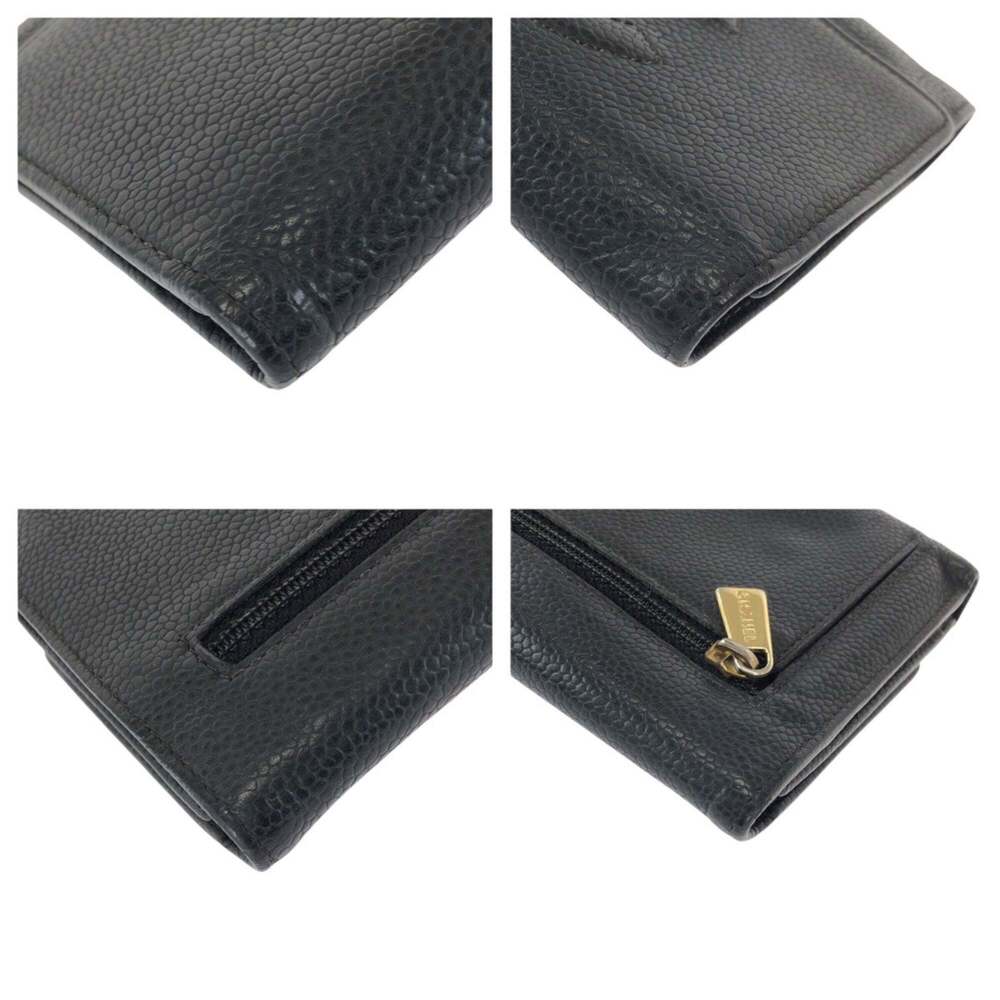 CHANEL Vintage Black Caviar Leather Logo Wallet - Picture 4 of 10